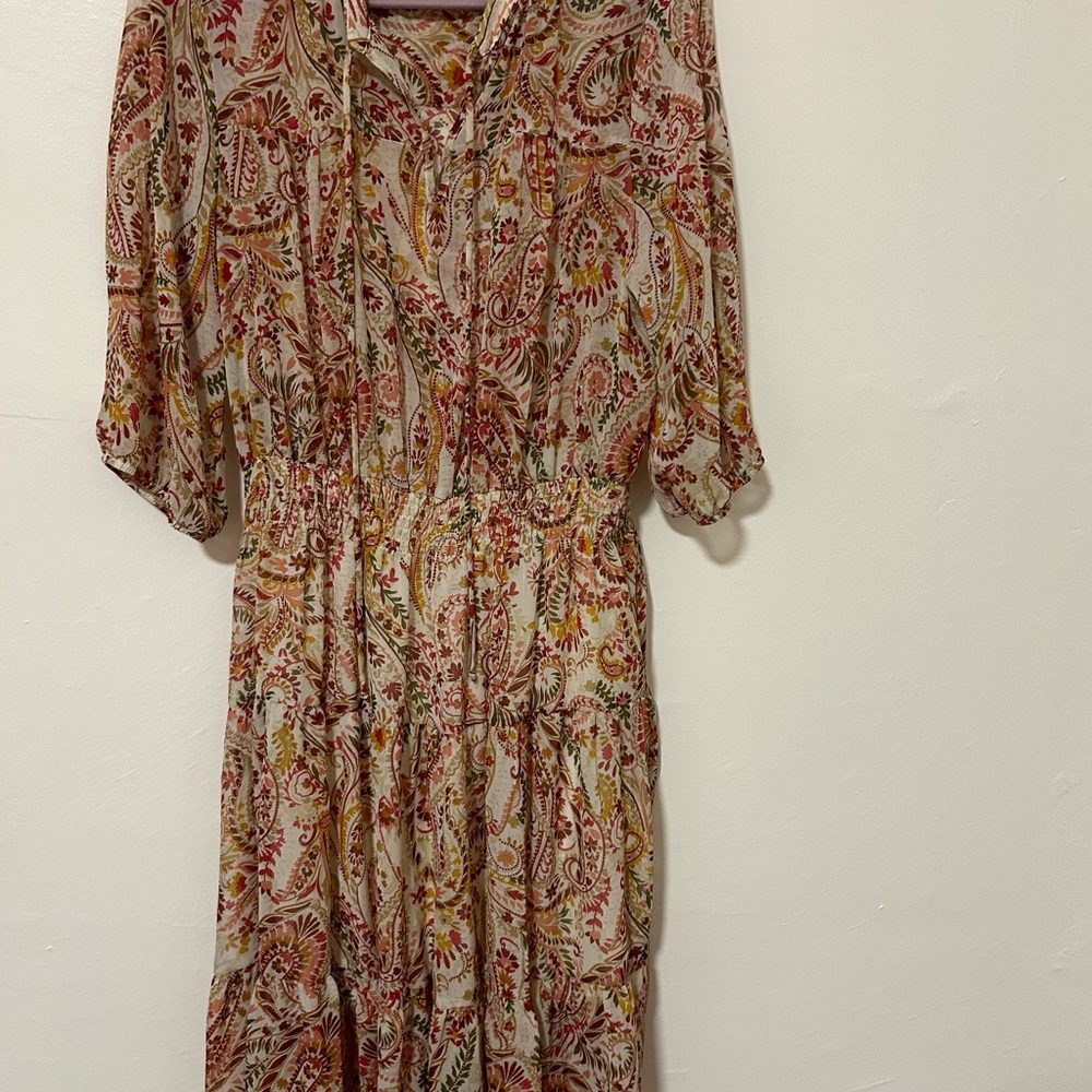 Tan Pink V-Neck Dolman Sleeve Sundress